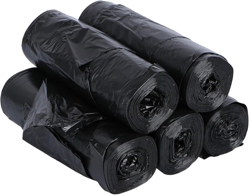 جليافي أكياس قمامة ثقيلة مقاومة للتسرب 5 لفات بمقابض قوية أسود للمنزل المطبخ المكتب - Image 1